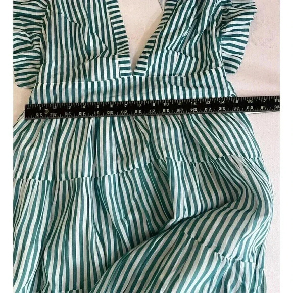 Oliphant Cross Back Mini Playa Green Dress Womens Size M Sleeveless Striped NWT - Picture 12 of 16